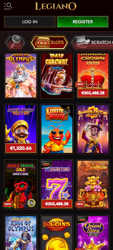 Legiano Casino Mobile Preview 1