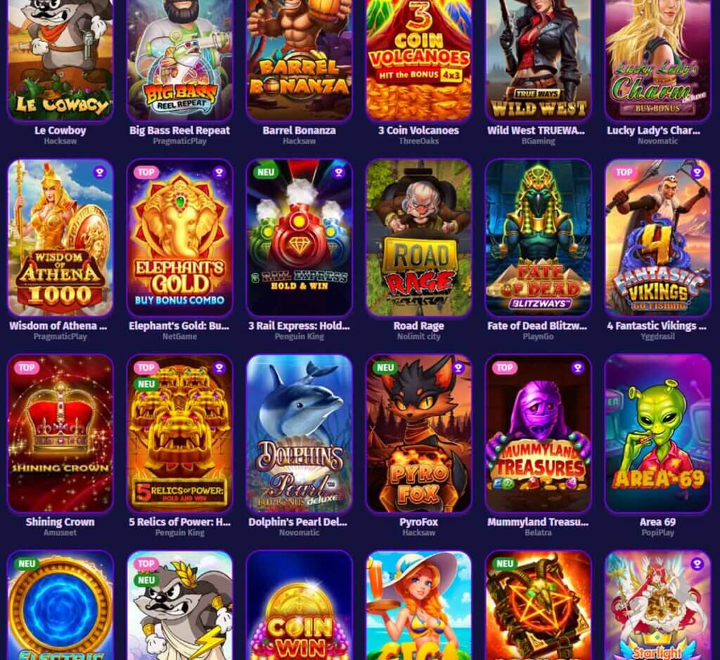 Lolly Spins Casino desktop slots lobby screenshot presenting variety of slot games with categories and providers - verified