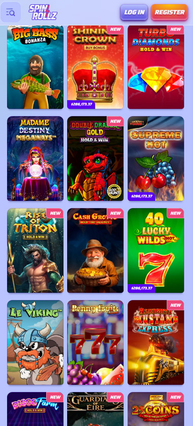 SpinRollz Casino Mobile Preview 2