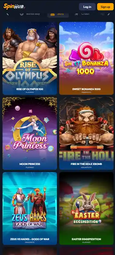 Spinhub Casino Mobile Preview 2
