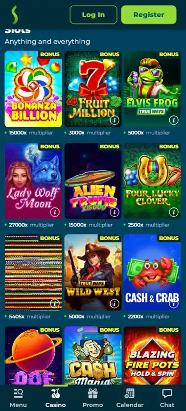 StakeMania Casino mobile slots interface showing slot game selection with popular titles and filtering options - Tested StakeMania Casino mobile slots interface showing slot game selection with popular titles and filtering options - Tested