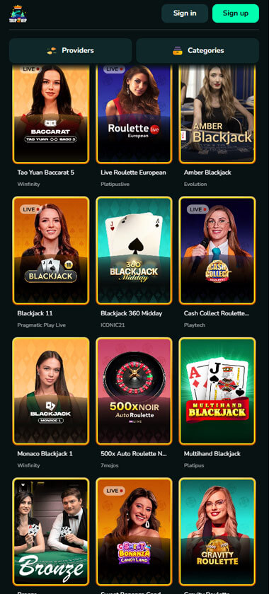 Trip2Vip Casino Mobile Preview 1