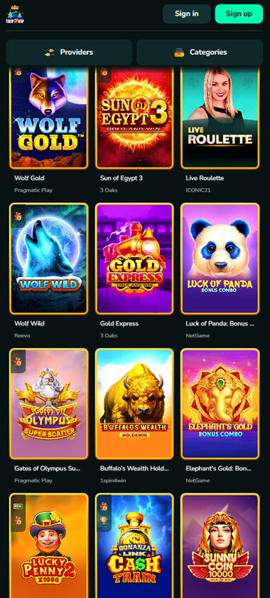 Trip2Vip Casino Mobile Preview 2