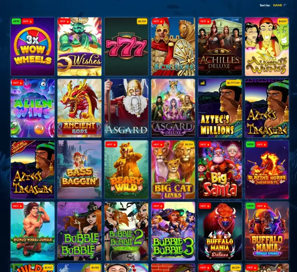Yabby Casino desktop slots lobby screenshot presenting variety of slot games with categories and providers - verified