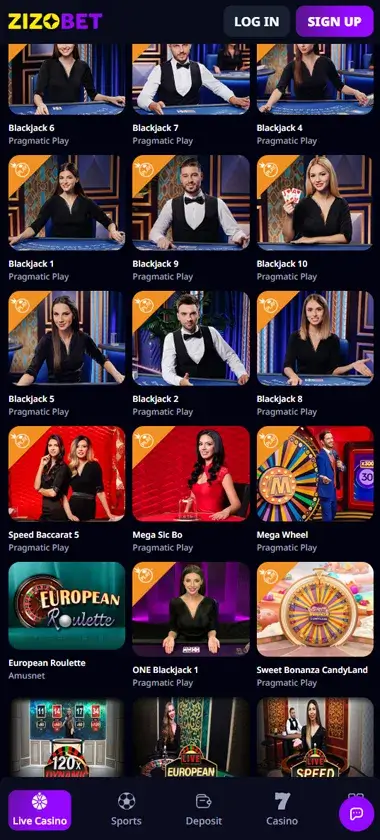 Zizobet Casino Mobile Preview 2