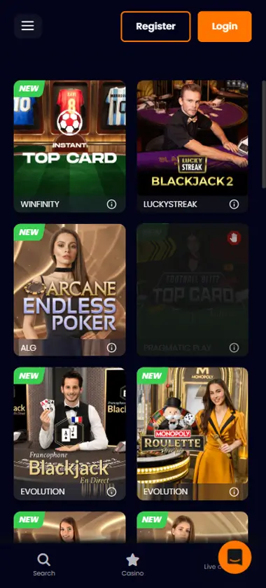 BetBrave Casino mobile live casino interface showing live dealer tables including blackjack and roulette - tested BetBrave Casino mobile live casino interface showing live dealer tables including blackjack and roulette - tested