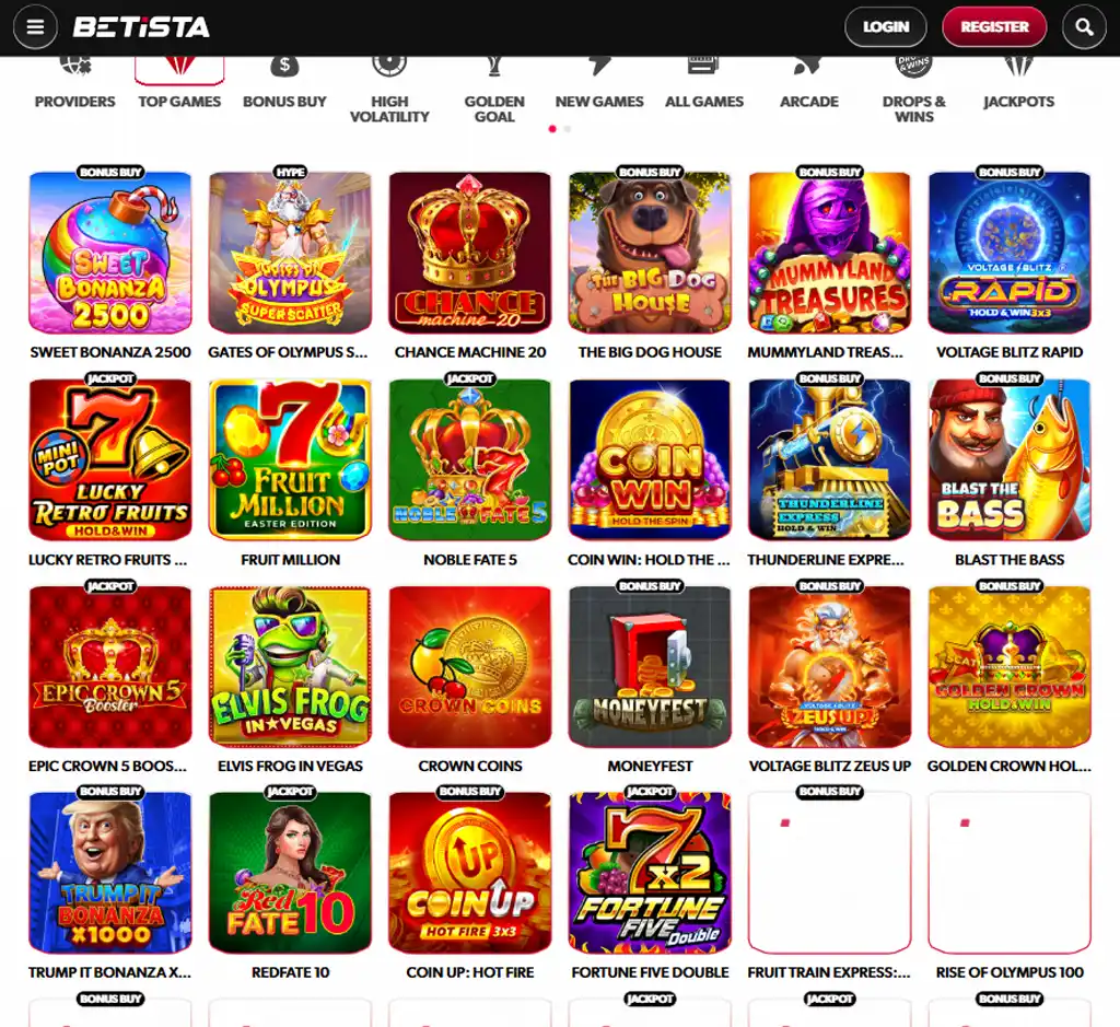 Betista Casino desktop slots lobby screenshot presenting variety of slot games with categories and providers - verified Betista Casino desktop slots lobby screenshot presenting variety of slot games with categories and providers - verified