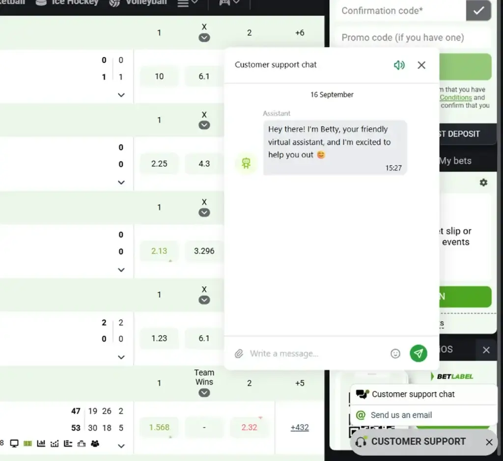 Betlabel Casino customer support page showing available contact options and help resources - tested Betlabel Casino customer support page showing available contact options and help resources - tested