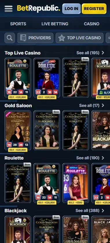 BetRepublic Casino Mobile Preview 1