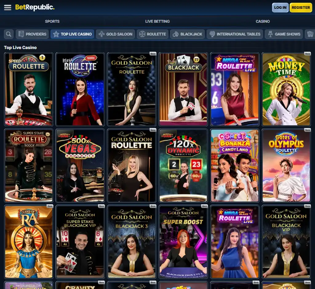 BetRepublic Casino desktop live casino lobby screenshot featuring live dealer games and real-time streaming interface - review testing BetRepublic Casino desktop live casino lobby screenshot featuring live dealer games and real-time streaming interface - review testing