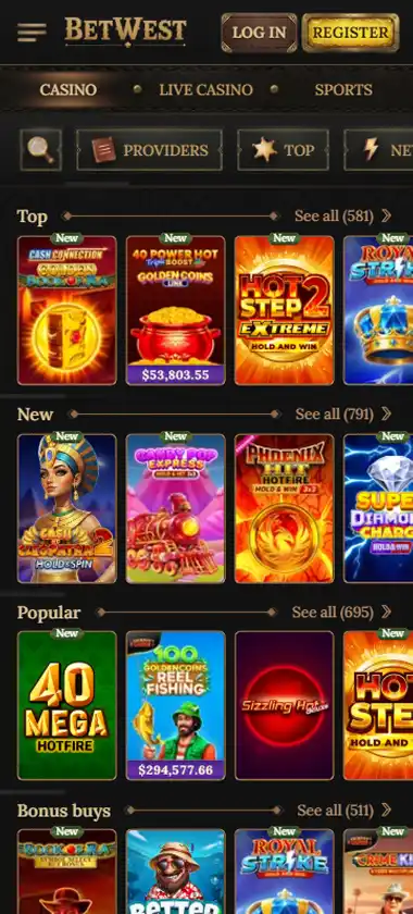 BetWest Casino Mobile Preview 2