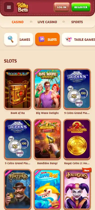 Billybets Casino Mobile Preview 2