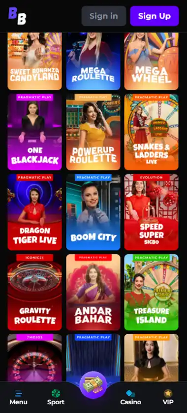 Brawl Bits Casino mobile live casino interface screenshot showing live dealer tables including blackjack and roulette - tested