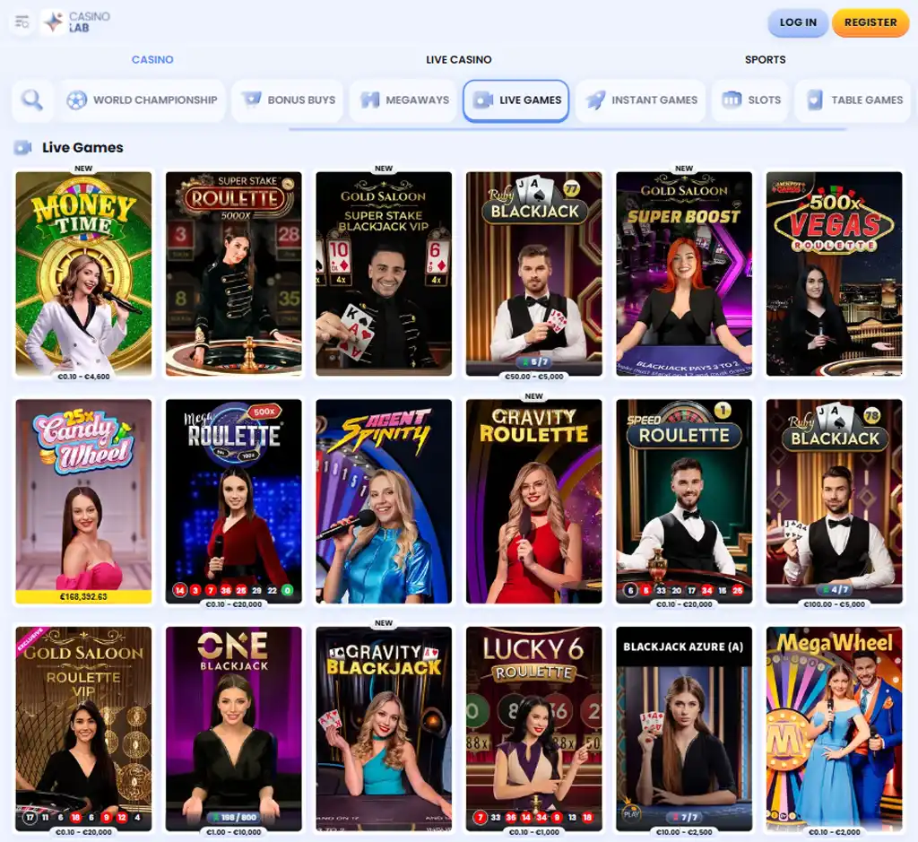 Casino Lab desktop live casino lobby screenshot featuring live dealer games and real-time streaming interface - review testing Casino Lab desktop live casino lobby screenshot featuring live dealer games and real-time streaming interface - review testing