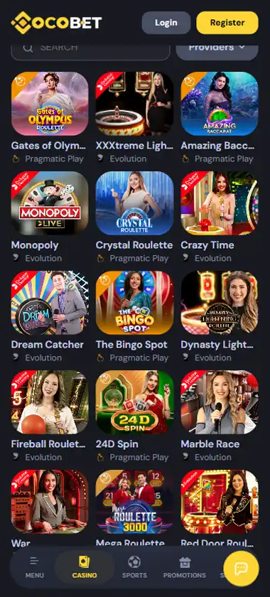 CocoBet Casino Mobile Preview 2
