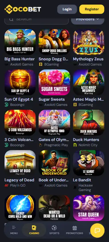 CocoBet Casino Mobile Preview 1
