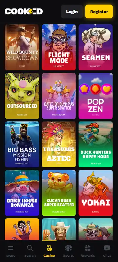 Cooked Casino Mobile Preview 1