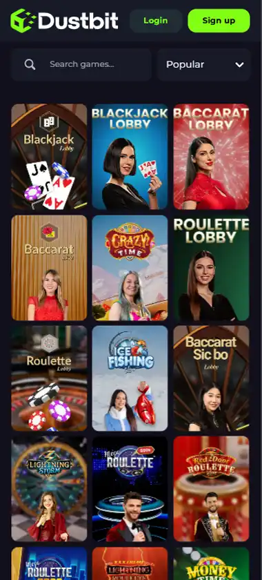 Dustbit Casino Mobile Preview 1