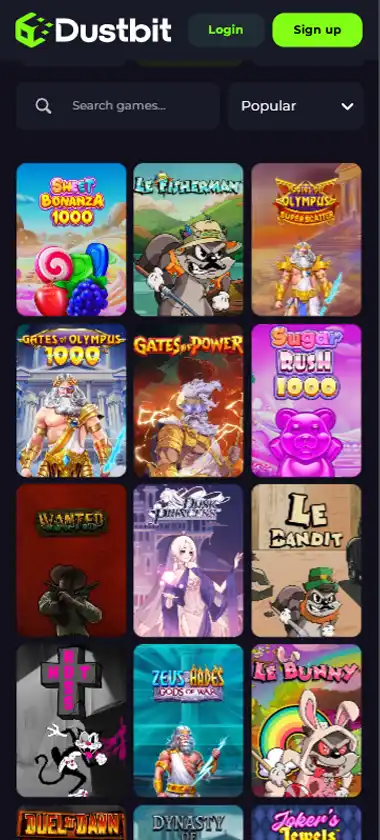 Dustbit Casino Mobile Preview 2