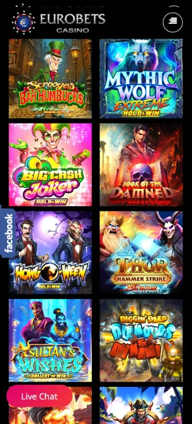 EuroBets Casino mobile slots interface screenshot showing slot game selection with popular titles and filtering options - captured during platform testing EuroBets Casino mobile slots interface screenshot showing slot game selection with popular titles and filtering options - captured during platform testing