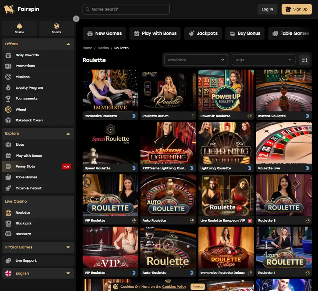 Fairspin Casino desktop live casino lobby featuring live dealer games and real-time streaming interface - tested Fairspin Casino desktop live casino lobby featuring live dealer games and real-time streaming interface - tested