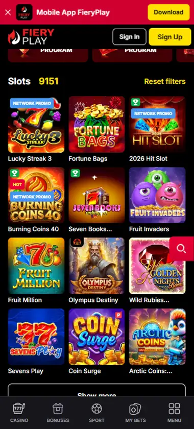 FieryPlay Casino Mobile Preview 1