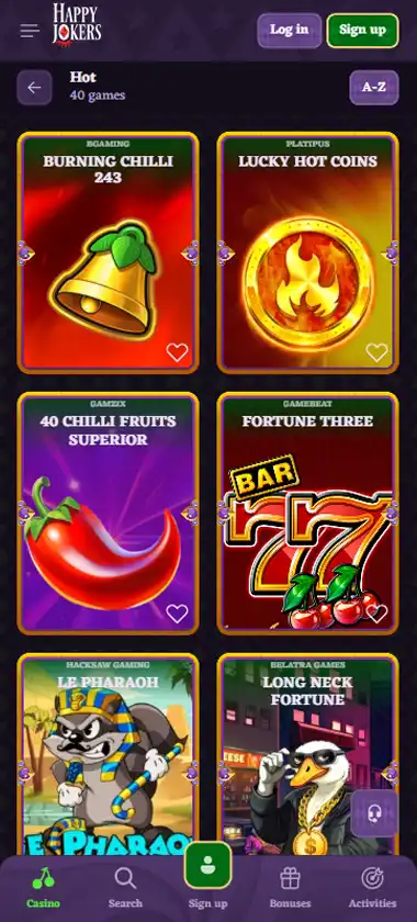 Happy Jokers Casino mobile homepage screenshot showing main lobby with featured games and promotions - captured during platform testing Happy Jokers Casino mobile homepage screenshot showing main lobby with featured games and promotions - captured during platform testing