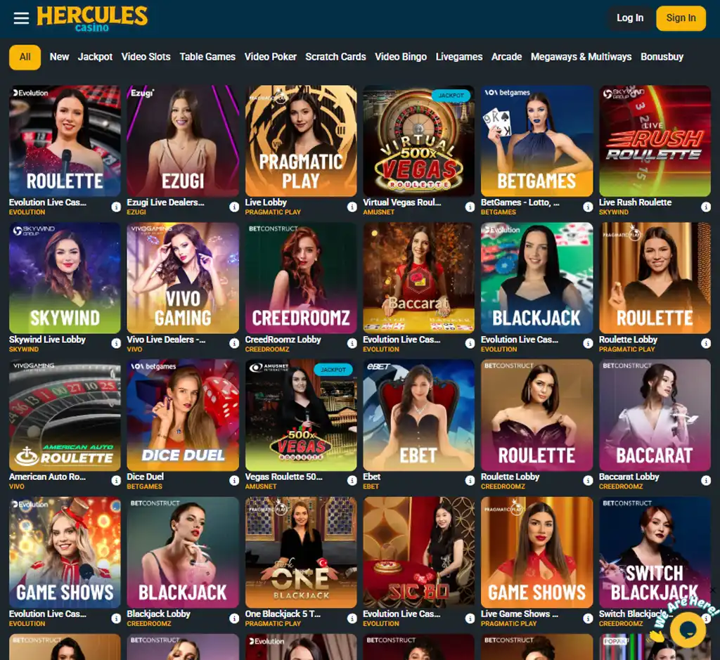 Hercules Casino desktop live casino lobby screenshot featuring live dealer games and real-time streaming interface - review testing Hercules Casino desktop live casino lobby screenshot featuring live dealer games and real-time streaming interface - review testing