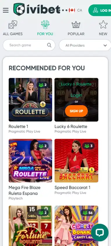Ivibet Casino Mobile Preview 2