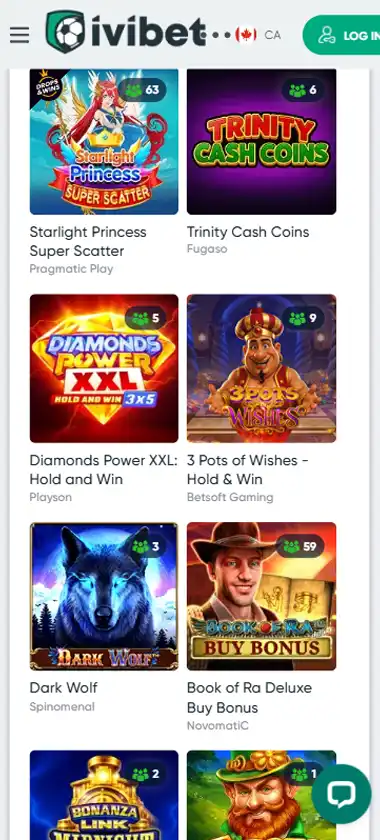 Ivibet Casino Mobile Preview 1