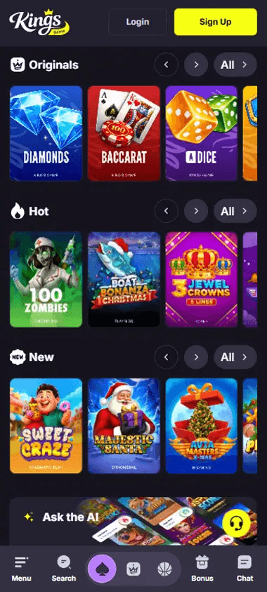 KingsGame Casino Mobile Preview 2