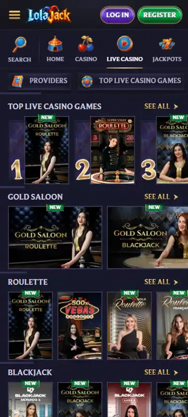 LolaJack Casino Mobile Preview 2