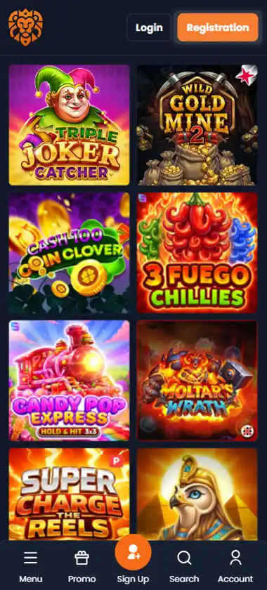LuckyLion Casino Mobile Preview 2