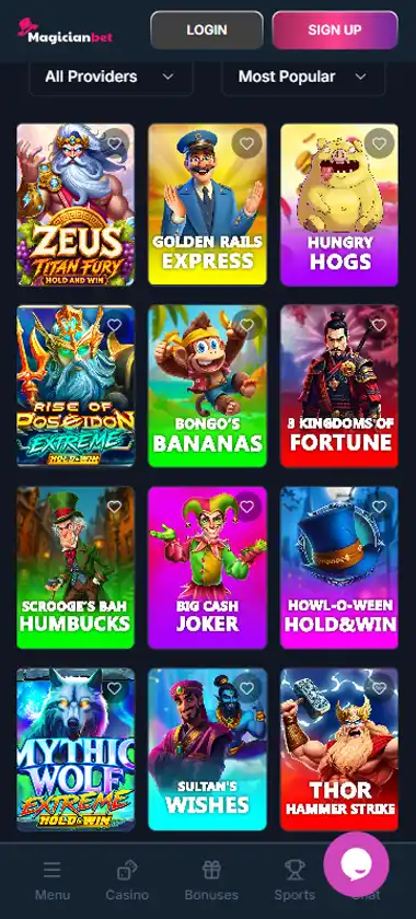 MagicianBet Casino Mobile Preview 1