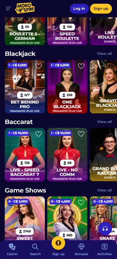 MoroSpin Casino Mobile Preview 2