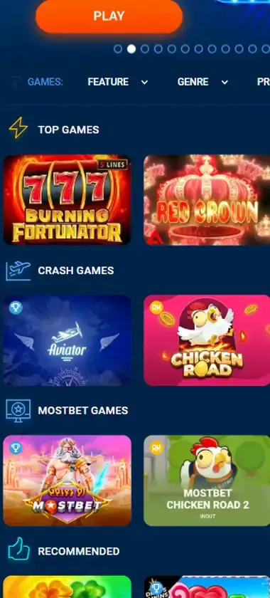 Mostbet Casino Mobile Preview 1