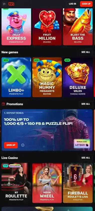 N1 Bet Casino Mobile Preview 2
