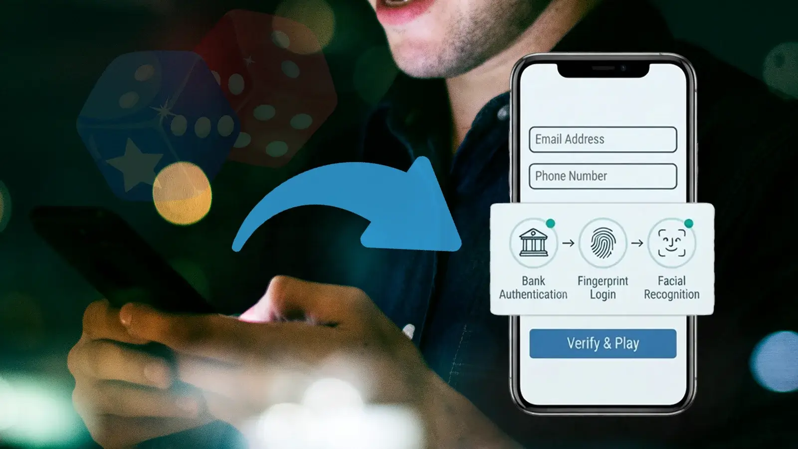 Comparison of traditional and modern online casino sign-up processes, including shorter forms, bank authentication and biometric login