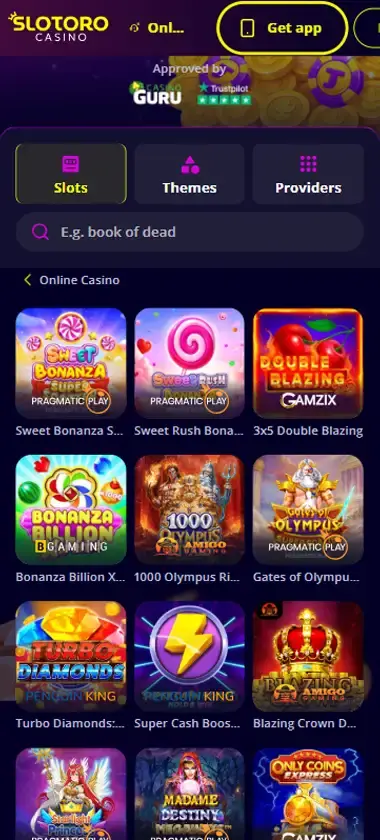 Slotoro Casino Mobile Preview 1
