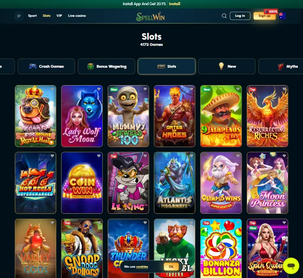 Spellwin Casino desktop slots lobby screenshot presenting variety of slot games with categories and providers - verified Spellwin Casino desktop slots lobby screenshot presenting variety of slot games with categories and providers - verified