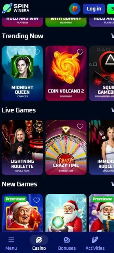 SpinWinera Casino Mobile Preview 2