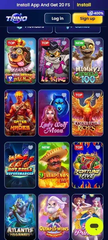 Trino Casino Mobile Preview 1