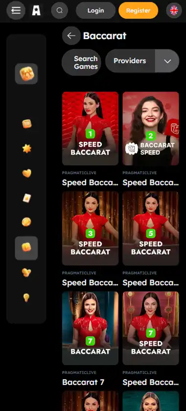 Vegas Nova Casino mobile live casino interface screenshot showing live dealer tables including blackjack and roulette - tested