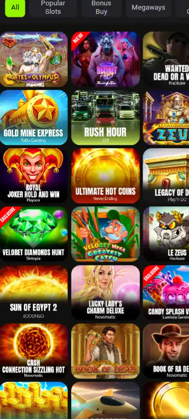 Velobet Casino Mobile Preview 1
