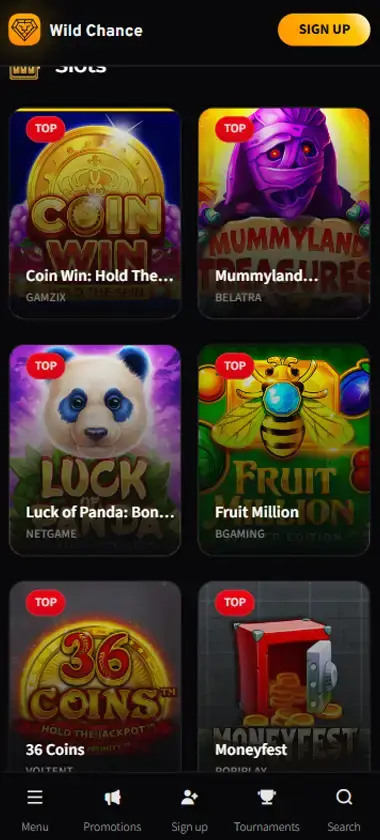 Wild Chance Casino Mobile Preview 2