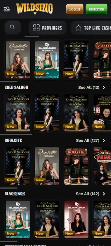 Wildsino Casino Mobile Preview 2