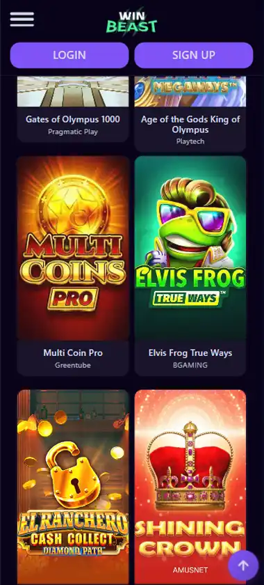 WinBeast Casino Mobile Preview 1