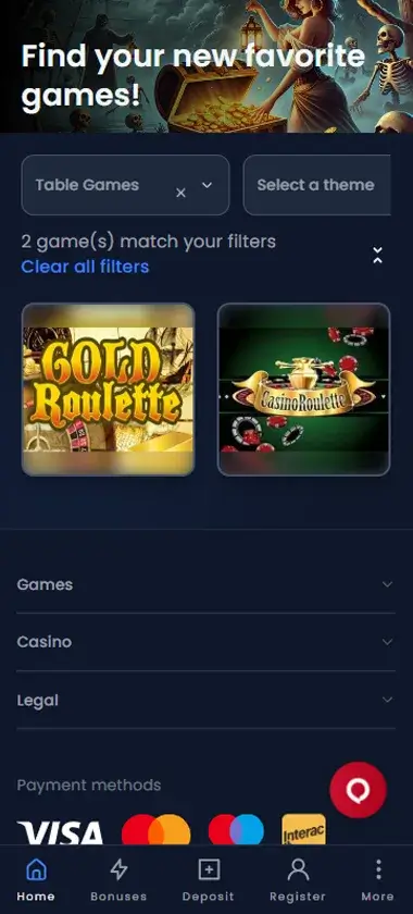 Win There Casino Mobile Preview 1