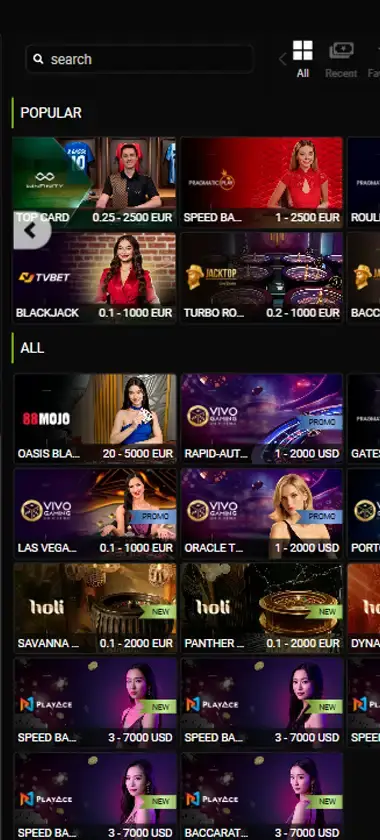 WinWin Bet mobile live casino interface screenshot showing live dealer tables including blackjack and roulette - tested